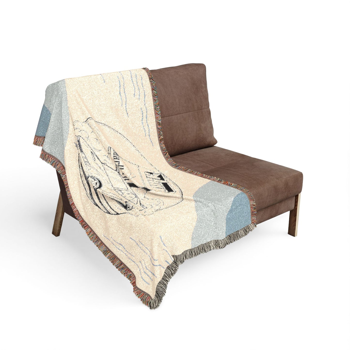 Vintage Convertible Car Woven Blanket – Retro Road Trip Throw