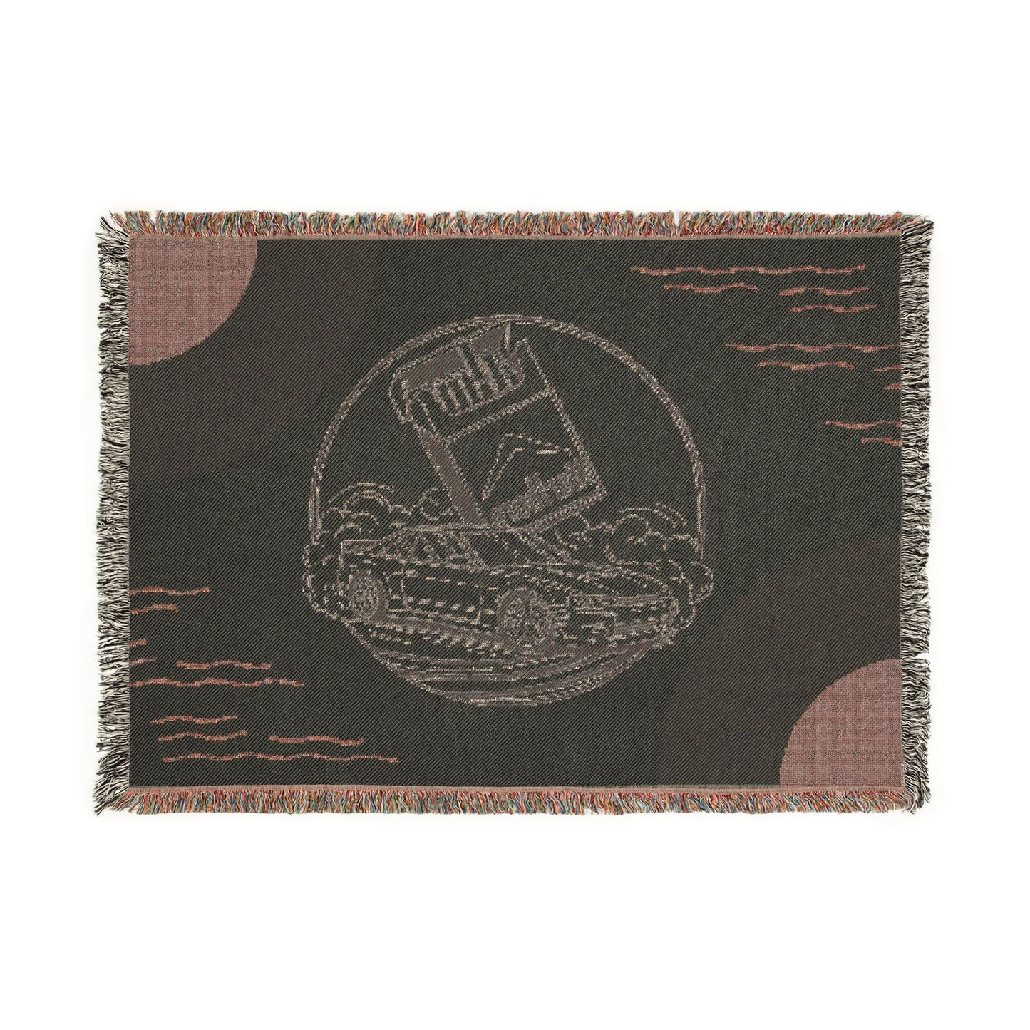 Vintage Convertible Car Woven Blanket – Retro Road Trip Throw