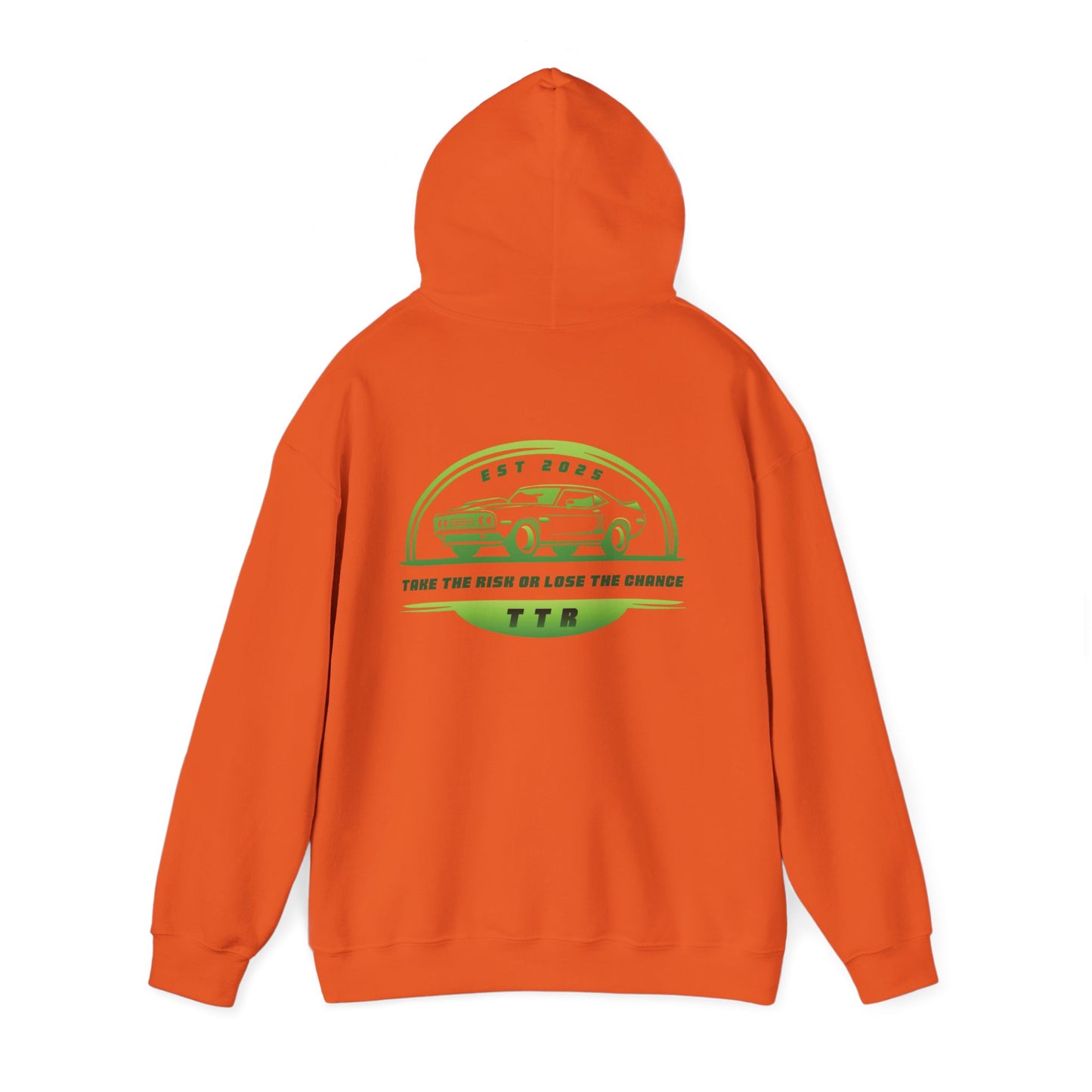 Vintage Race Car Emblem Hoodie | TTR green logo 'Take The Risk'