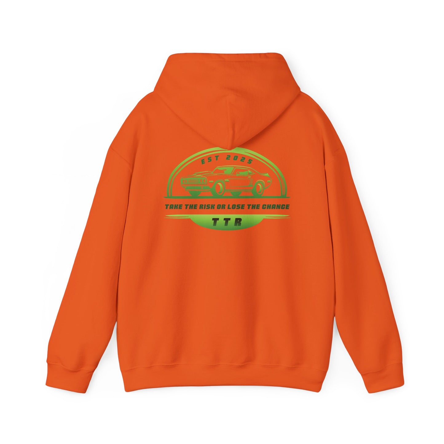 Vintage Race Car Emblem Hoodie | TTR green logo 'Take The Risk'