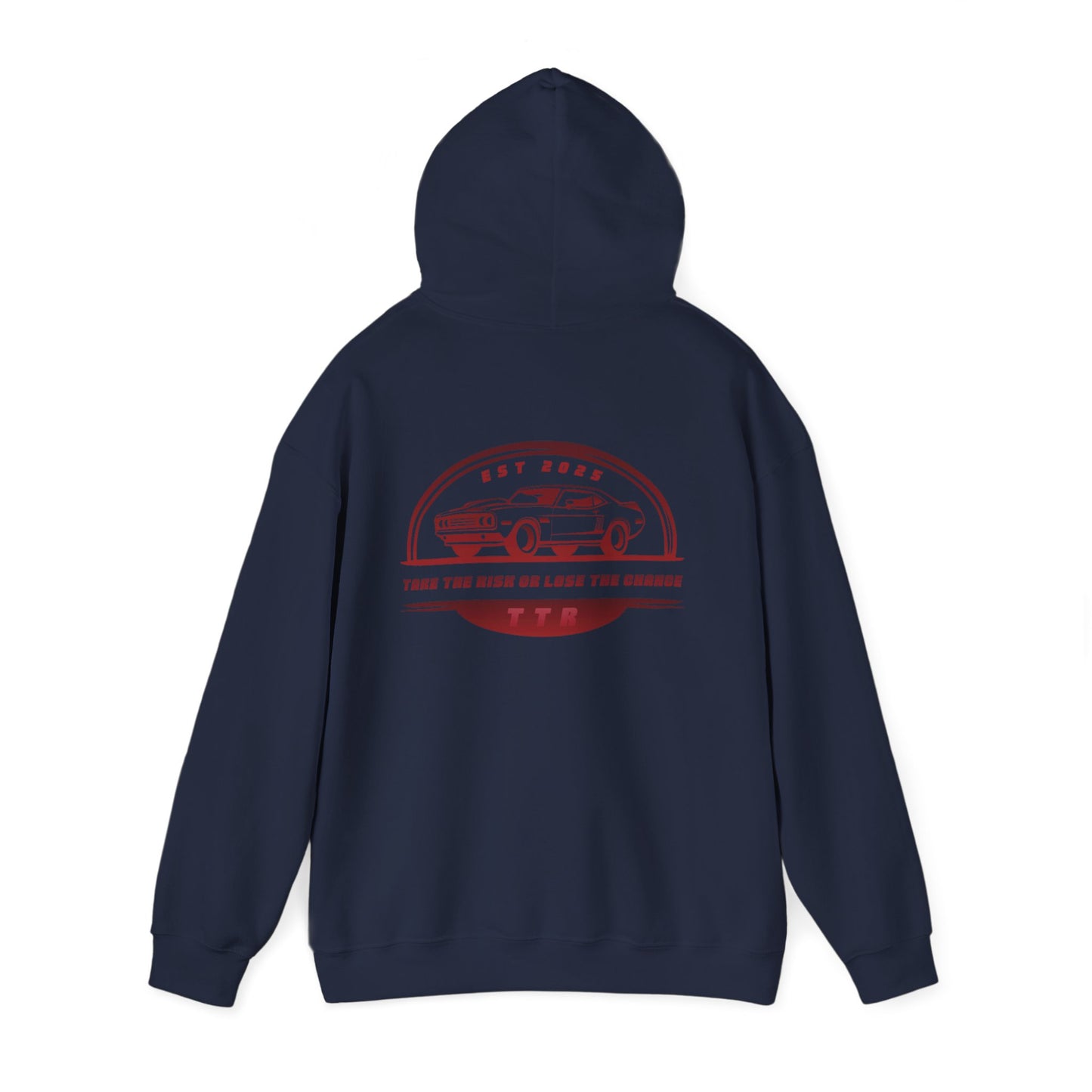 Vintage Race Car Emblem Hoodie | TTR red logo 'Take The Risk'