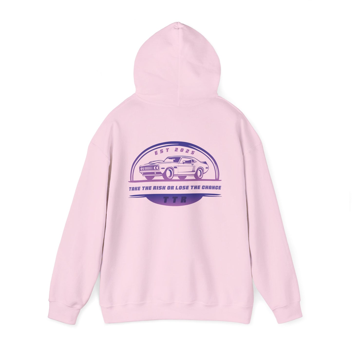 Vintage Race Car Emblem Hoodie | TTR purple logo 'Take The Risk'