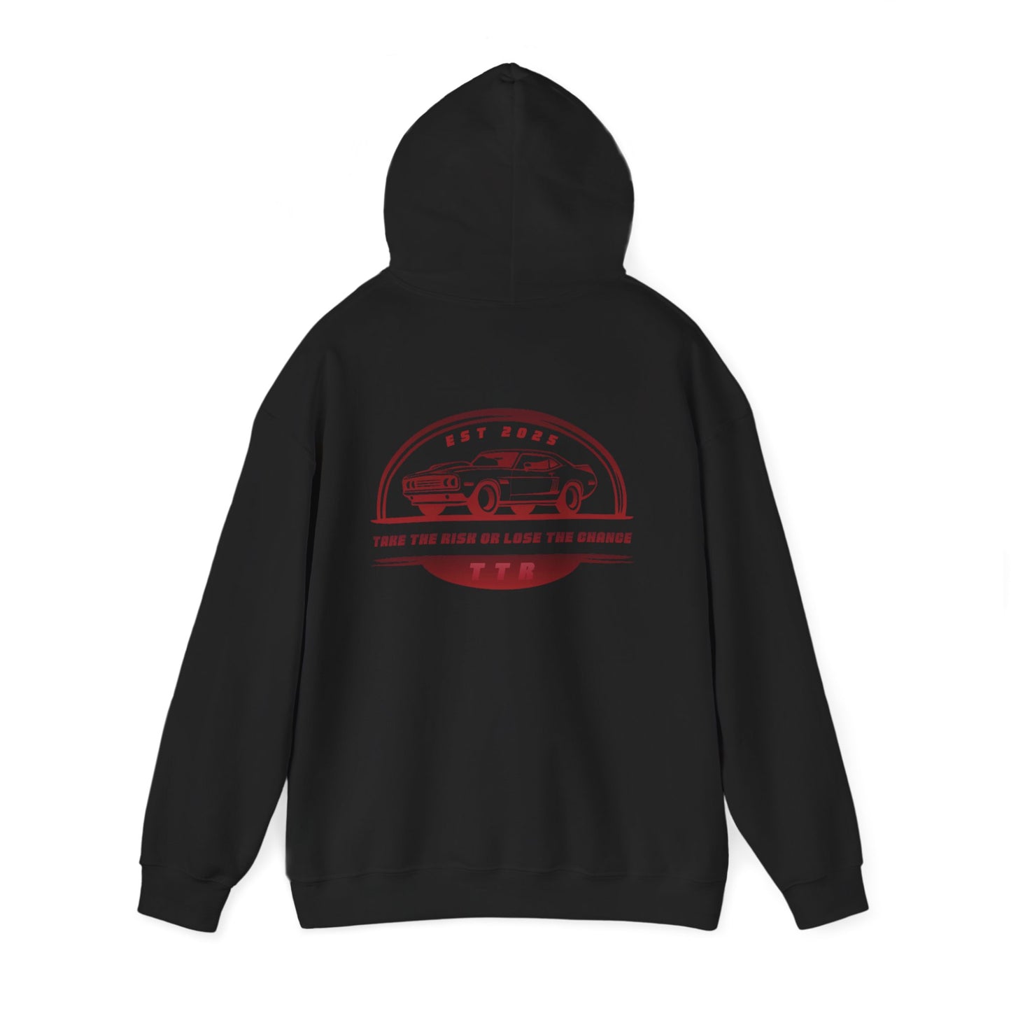 Vintage Race Car Emblem Hoodie | TTR red logo 'Take The Risk'