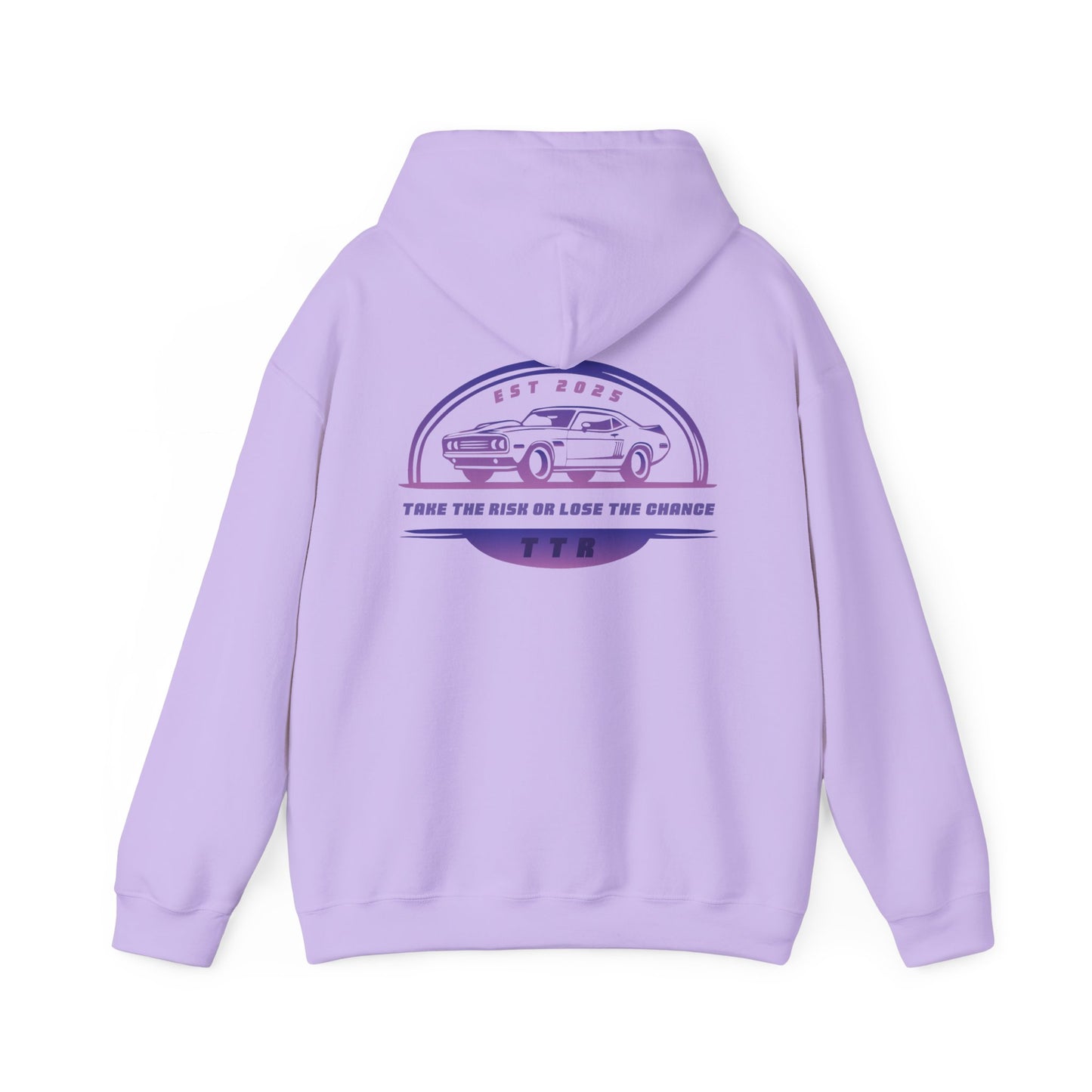 Vintage Race Car Emblem Hoodie | TTR purple logo 'Take The Risk'
