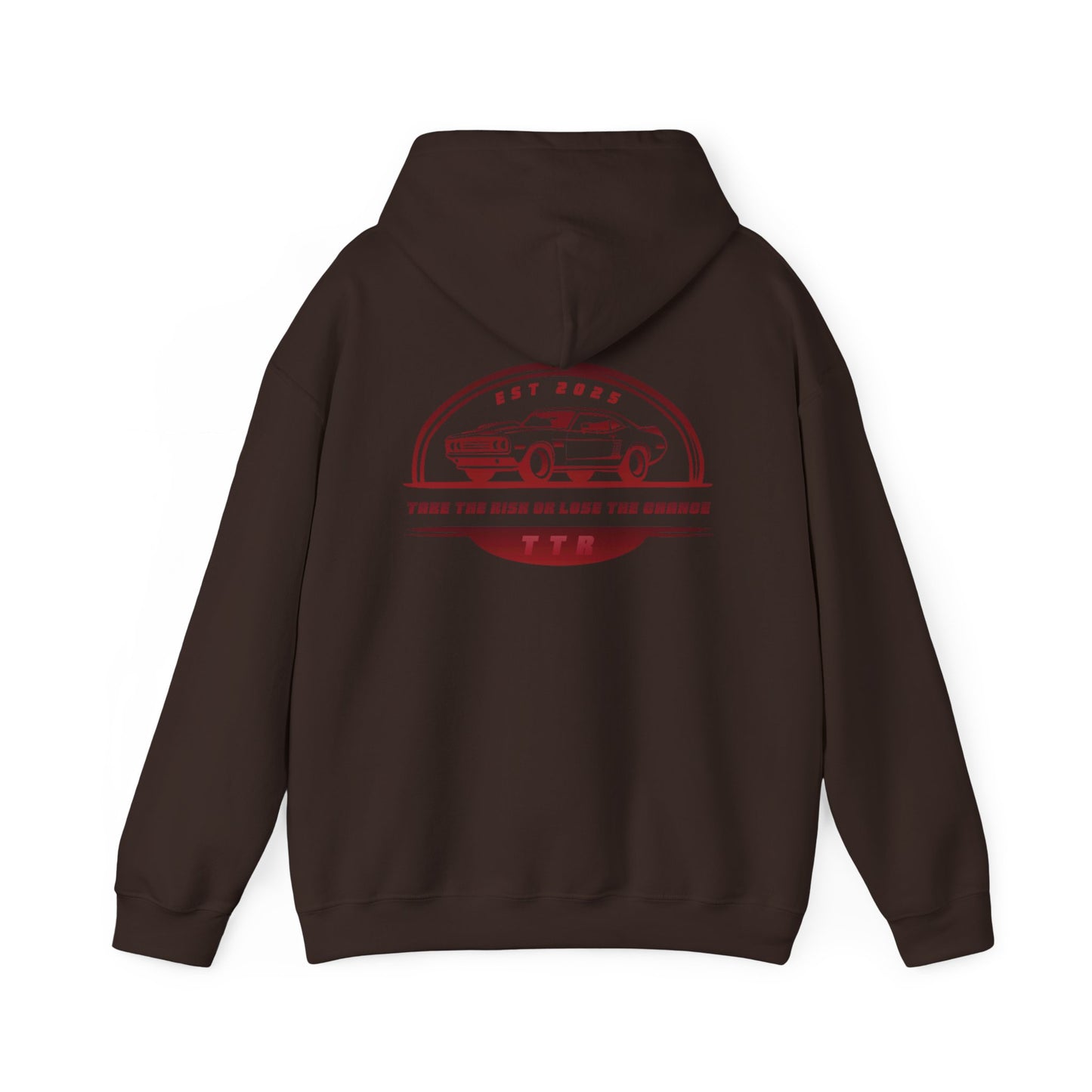 Vintage Race Car Emblem Hoodie | TTR red logo 'Take The Risk'
