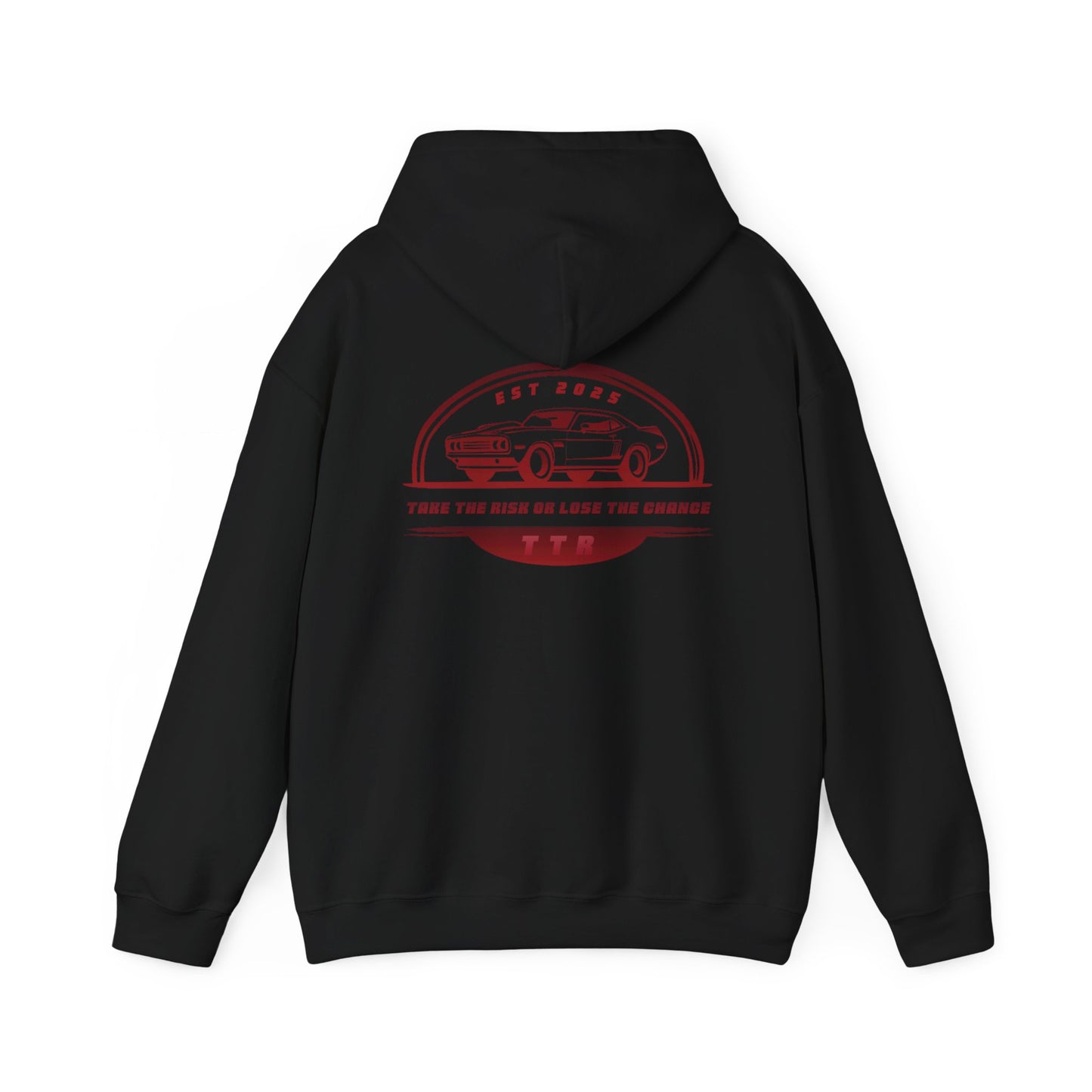 Vintage Race Car Emblem Hoodie | TTR red logo 'Take The Risk'