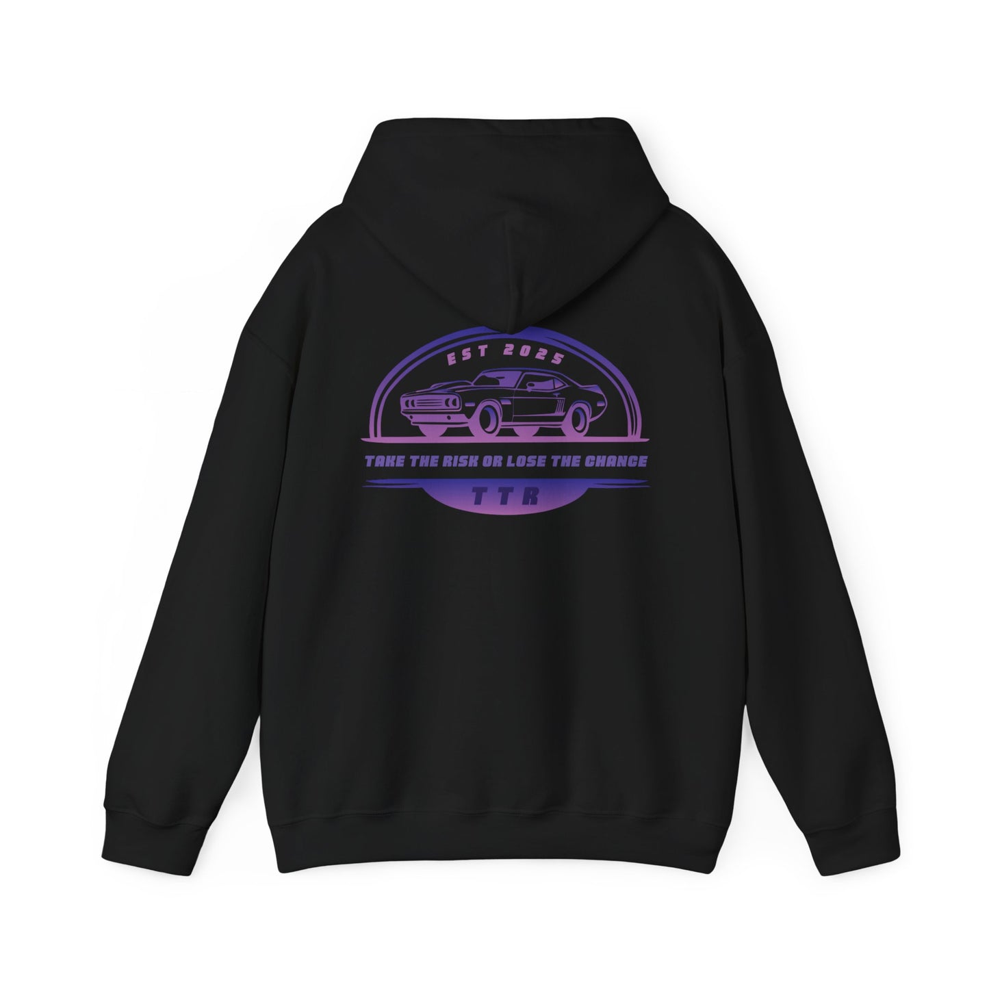 Vintage Race Car Emblem Hoodie | TTR purple logo 'Take The Risk'
