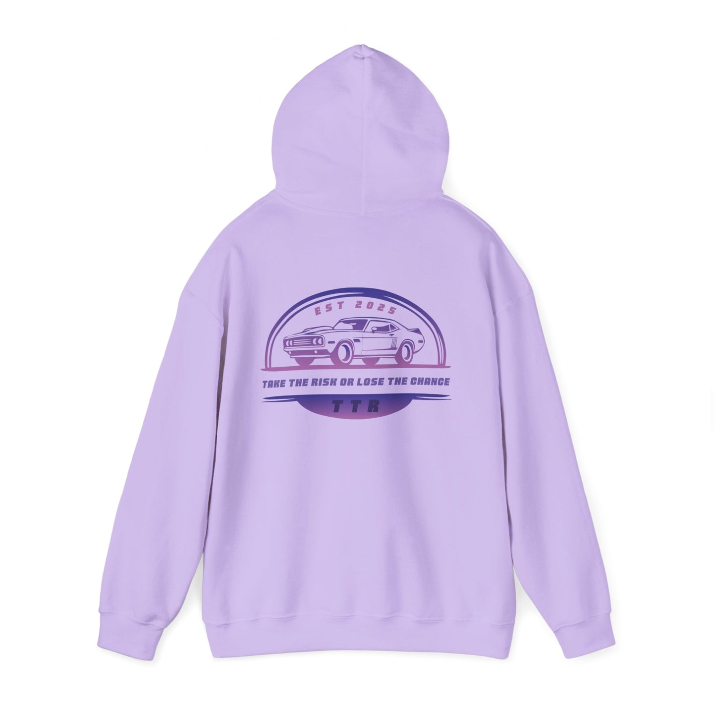 Vintage Race Car Emblem Hoodie | TTR purple logo 'Take The Risk'
