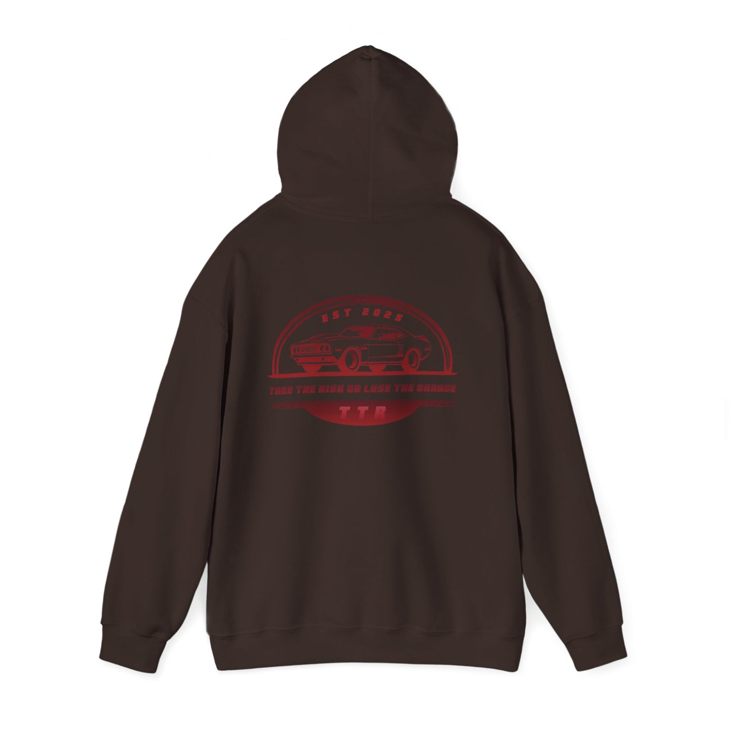 Vintage Race Car Emblem Hoodie | TTR red logo 'Take The Risk'