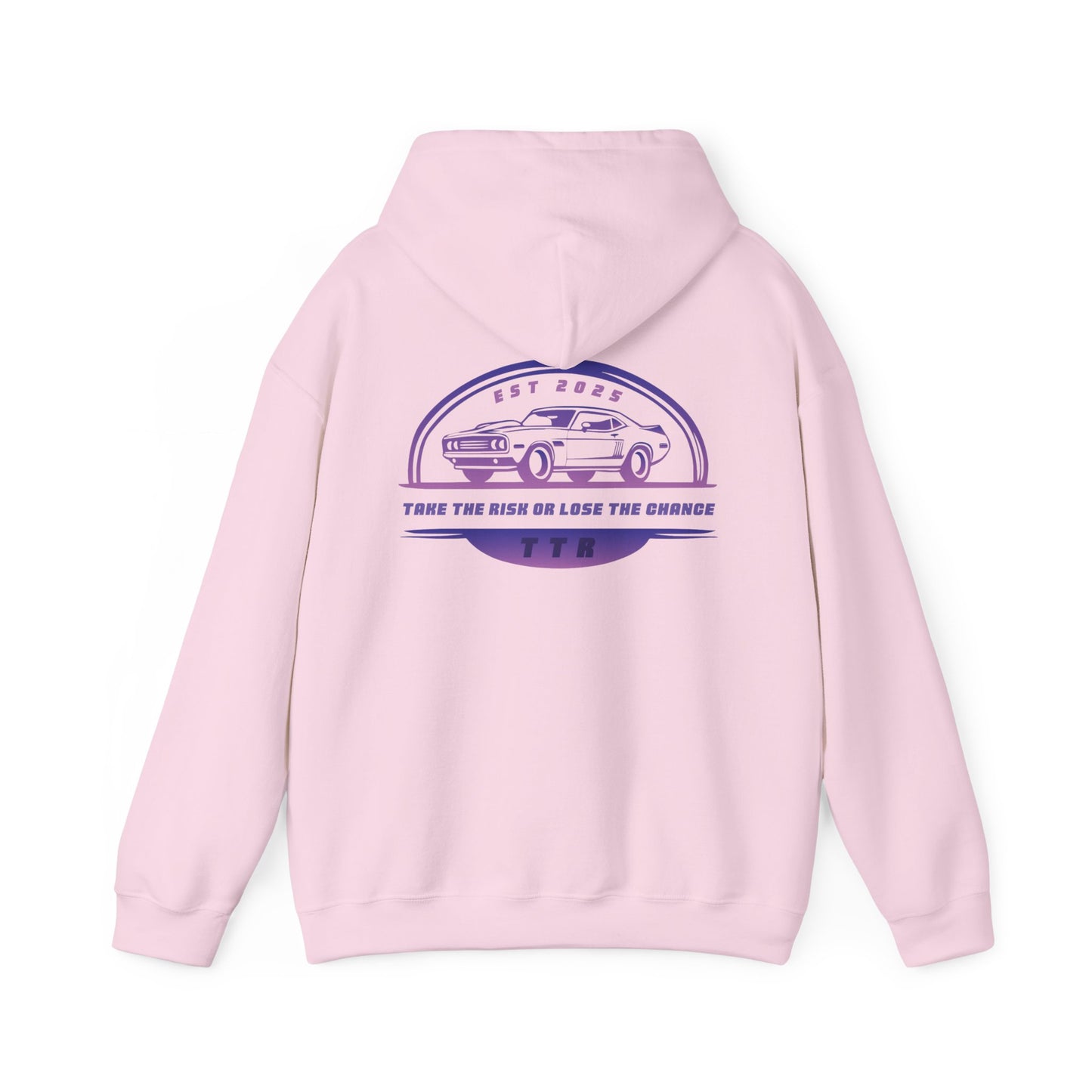 Vintage Race Car Emblem Hoodie | TTR purple logo 'Take The Risk'